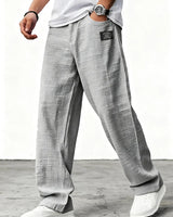 Lushan - Weite Leinen Hose in Grau