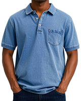 KONRAD | LÄSSIGES VINTAGE-POLO in Blau