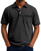 KONRAD | LÄSSIGES VINTAGE-POLO in Schwarz