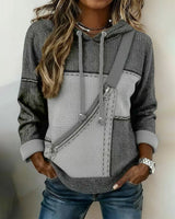 Soniya – Hoodie im Color-Block Schau mit Diagonalstreifen in Grau