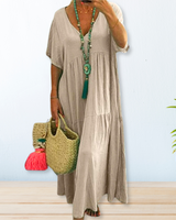 Maelis | Baumwolle-Leinen Kleid in Beige (Fast ausverkauft)