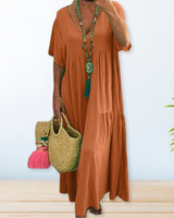 Maelis | Baumwolle-Leinen Kleid in Orange (Fast ausverkauft)