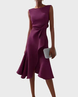 Sheila - Stilvolles Damen-Midikleid mit Rüschendetails in Lila