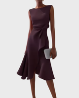 Elfriede | Damen Ärmelloses Midikleid Drapiert Asymmetrisch – Asymm. Midi Drapiert 2026 in Dunkellila
