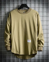 Leon | Herren Oversized Longsleeve Rundhals Langarm Basic in Khaki