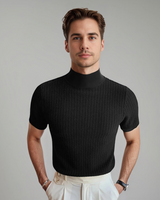 Herren Rollkragen Schlanke Passform T-Shirt in Schwarz