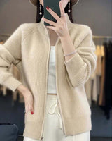 Julia | Damen Klassische Strickjacke mit Langarm in Beige