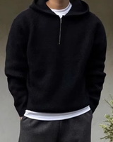 CAELAN – Der elegante strick-hoodie mit halbem zipper in Schwarz