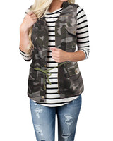 Damen nan Utility-Weste mit Tunnelzug, Kapuze und aufgesetzten Taschen Drune in Grau-Camouflage