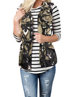 Damen nan Utility-Weste mit Tunnelzug, Kapuze und aufgesetzten Taschen Drune in Graffiti Großblumen-Camouflage