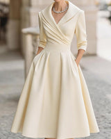 Eliana - Midikleid mit Wickeldesign in Cremefarben