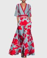 Leila | Elegantes Chic Kleid in Blau Rot