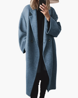 Laura | Damen Loose Fit Button Mantel im eleganten Design in Blau