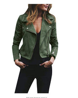 Damen nan taillierte Bikerjacke aus Veloursimitat mit asymmetrischem Reißverschluss und Reißverschlussärmeln Drune in Grün
