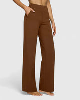 Nadine | Damen Weite Lounge-Hose mit Stretchbund in Braun