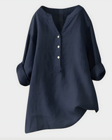 Fenella - Tunikabluse mit Knopfleiste in Marineblau