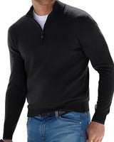 Nash - Freizeitpullover mit halbem Reißverschluss in Schwarz