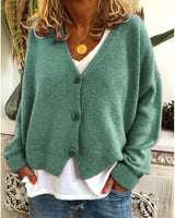 Strickjacke für Damen, Dicker Strick und lässiger Schnitt - Elvarine in Grün