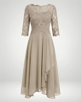 Anitta - Elegantes, bequemes und lockeres Damenkleid in Beige