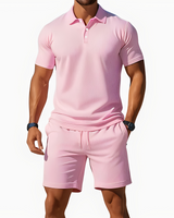 Aldrin - Trendiges Polo- und Short-Set für Männer in Rosa
