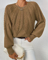 SAVINA – Strickweste mit floralem Muster in Braun