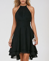 Damen Halter Mini Hochzeitsgast Kleid in Schwarz