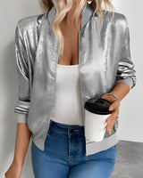 Alexia - Stilvolle Bomberjacke in Silber