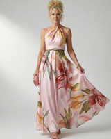Amiel | Leichtes Blumenkleid Maxi in Rosa