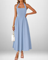 Joanna - Stilvolles Neckholder-Midikleid in Blau