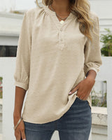 Elegante Midarm Bluse in Beige