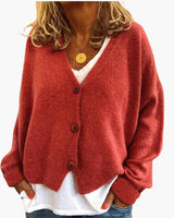 Gwen – Langärmelige Strickjacke in Orange