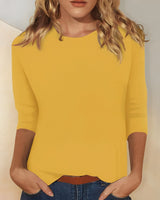 Katherina - Bequemes Rundhals-Shirt in Gelb