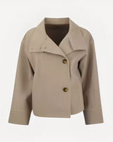 Carolyn - Eleganter Damenmantel mit einfachem Verschluss in Khaki