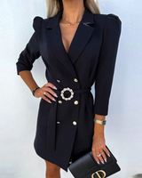 Trendy Blazer-Kleid mit Gürtel - Romy in Schwarz