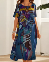 Raven | Blumenmuster Kleid in Blau