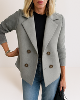 Martine™ | Elegante Jacke mit Strickärmeln in Grau