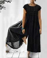 Claudia - Stilvoller kurzärmeliger Jumpsuit für Damen in Schwarz