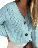 THELMA – DER GROBE STRICKCARDIGAN MIT ZOPFMUSTER & CHARAKTER in Blau