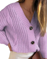 THELMA – DER GROBE STRICKCARDIGAN MIT ZOPFMUSTER & CHARAKTER in Violett