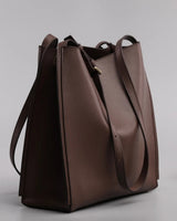 Damen-Shopper-Tasche aus Kunstleder mit strukturiertem Design - Natalia in Braun