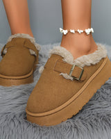 Damen Winterclogs mit Schnalle und Fellfutter - Sabine in Braun