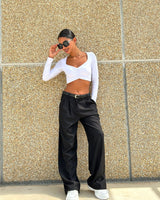 Veenadi - Hose Mit Hoher Taille Und Weitem Bein in Schwarz