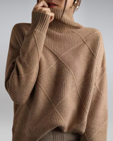 Camille - Eleganter Rollkragenpullover in Braun