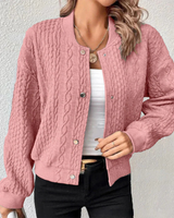 HELENE – Damen-Pulloverjacke – Elegante Strickjacke im Stilvollen Design in Rosa