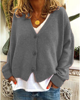 Strickjacke für Damen, Dicker Strick und lässiger Schnitt - Elvarine in Grau