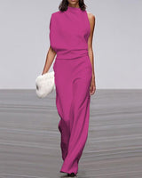 Isabel - Eleganter Jumpsuit mit Stehkragen in Fuchsie