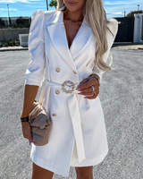 Trendy Blazer-Kleid mit Gürtel - Romy in Weiß