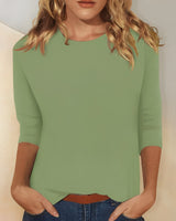 Katherina - Bequemes Rundhals-Shirt in Grün