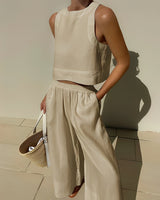 Sasha - Lässiges, locker sitzendes Zweiteiliges Set für Damen in Khaki