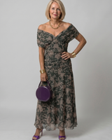 Calen | Off-Shoulder Midi-Kleid in Mehrfarbig